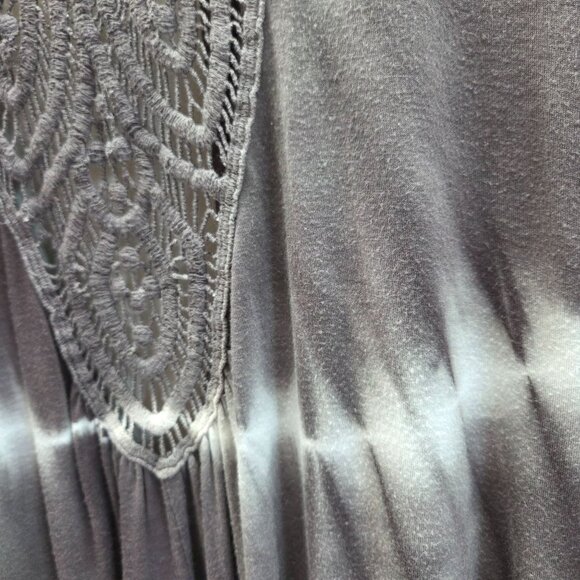 Lucie Lu Crochet Detail Open Front Waterfall Jersey Knit Cardigan Tie Dye Brown - Picture 9 of 12